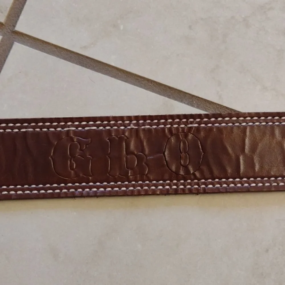 Solid bronze and leather GLO belt Brown Size 28